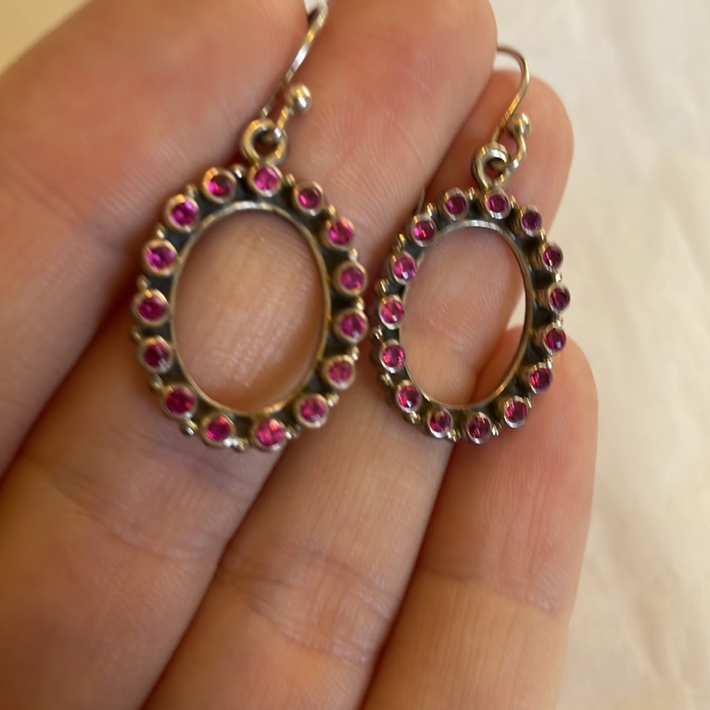 Ruby And Sterling Dangle Earrings - image 3